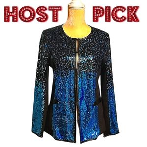 Host Pick NWT Joan Boyce Aqua Sequin Blazer